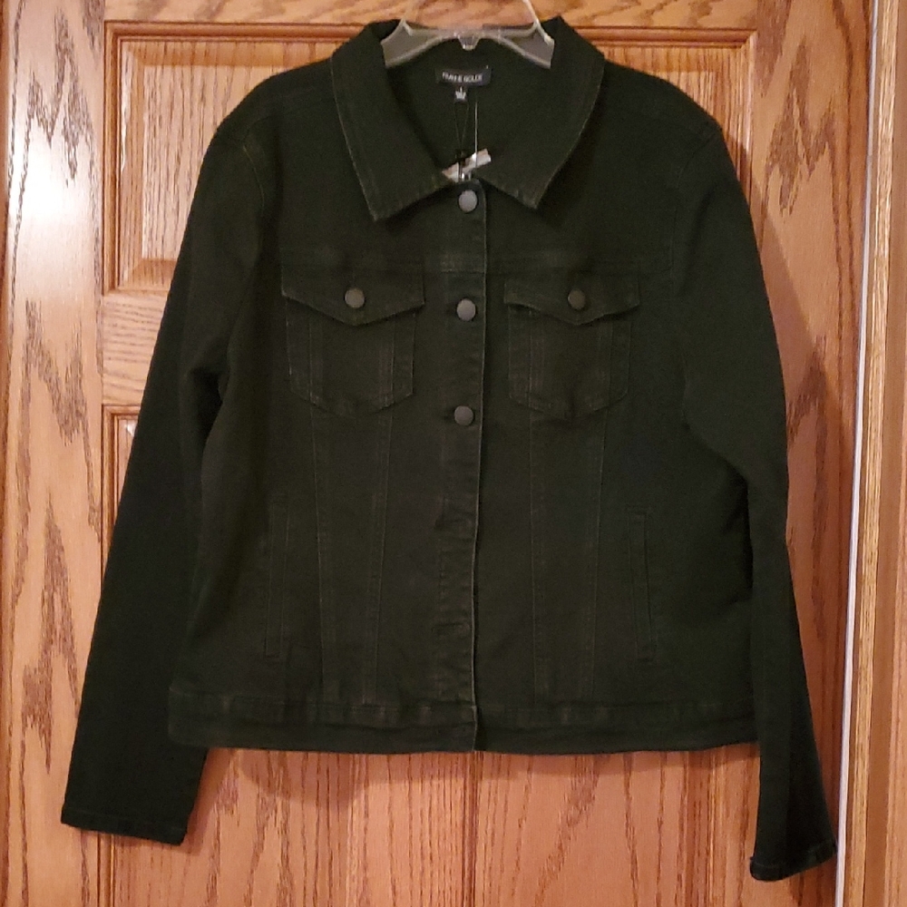 Franne Golde Black Jean Jacket. Large